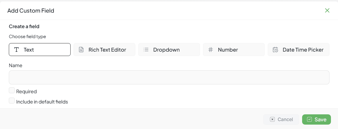 Custom Fields Interface